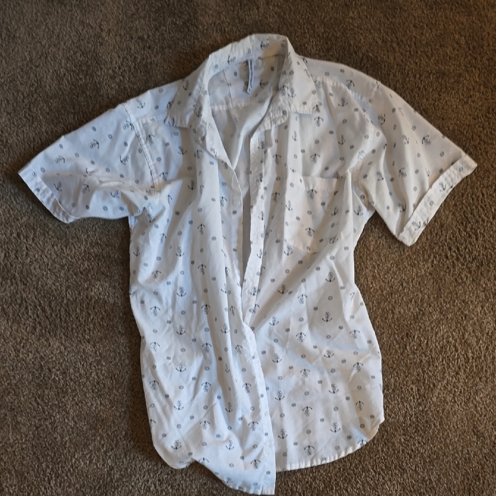 Nautical Print White Men's Casual Shirt